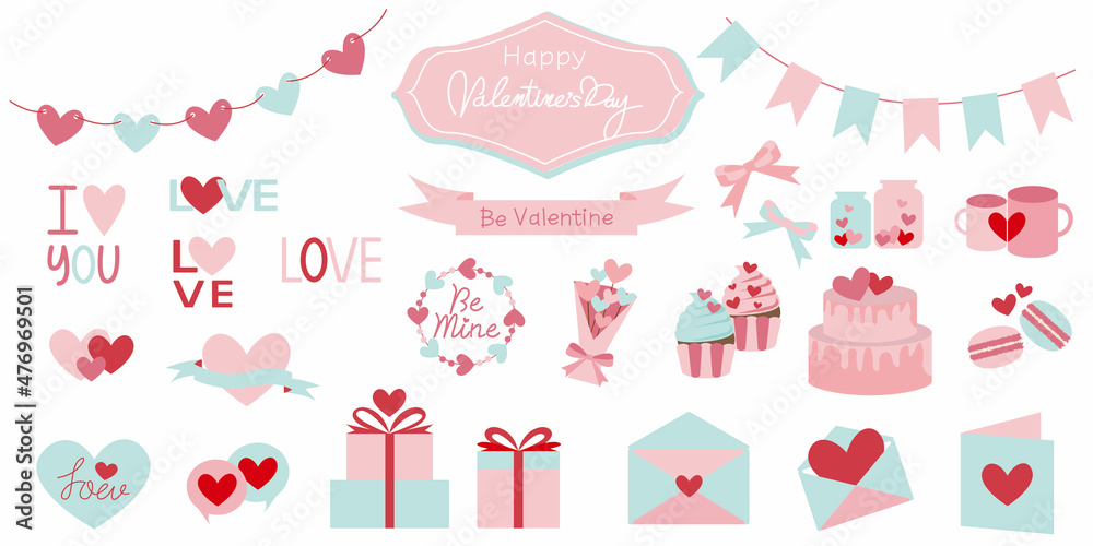 Set of Valentine's day icons. Heart and love icons for Valentine's day, Mother's day, Wedding day, Birthday. Love and Heart icon illustration.