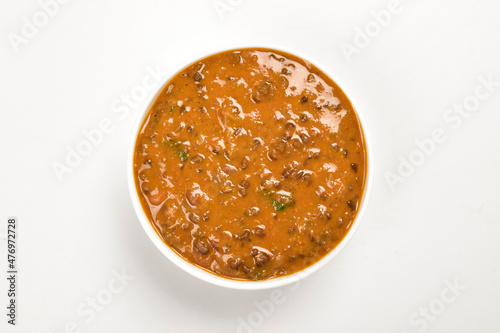 Top view of dal makhani in Bowl isolated on white background