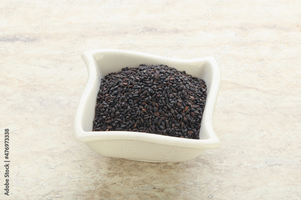 Black sesame seeds in the bowl Black sesame seeds in the bowl