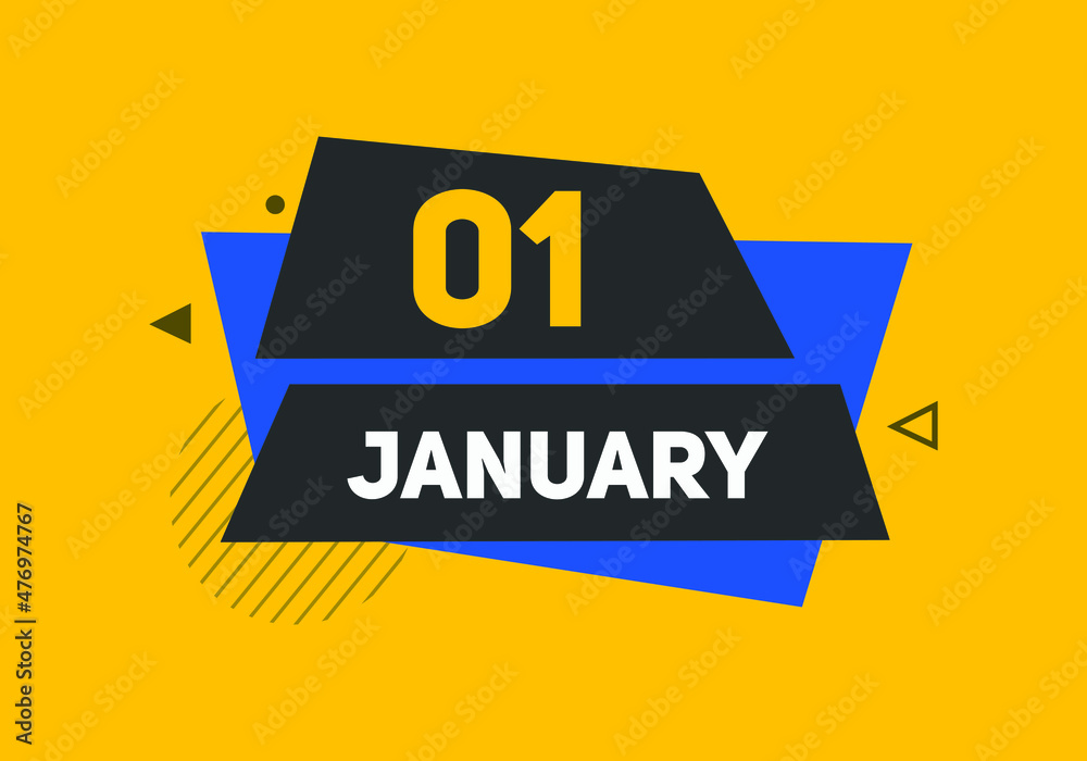 January 01 text calendar reminder. 1st january daily calendar icon vector. January 01 text calendar reminder. 1st january daily calendar icon vector.