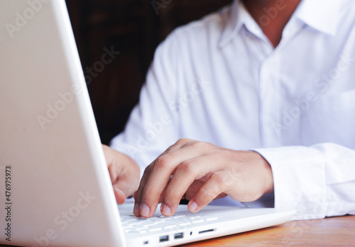 business man typing laptop.Technology digital concept.