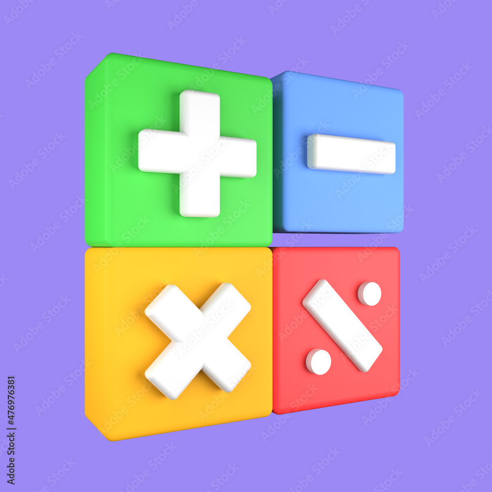 3d cartoon Math Count Game isolated on a purple background, Math Count Game icon. 3d rendering illustration 3d cartoon Math Count Game isolated on a purple background, Math Count Game icon. 3d rendering illustration