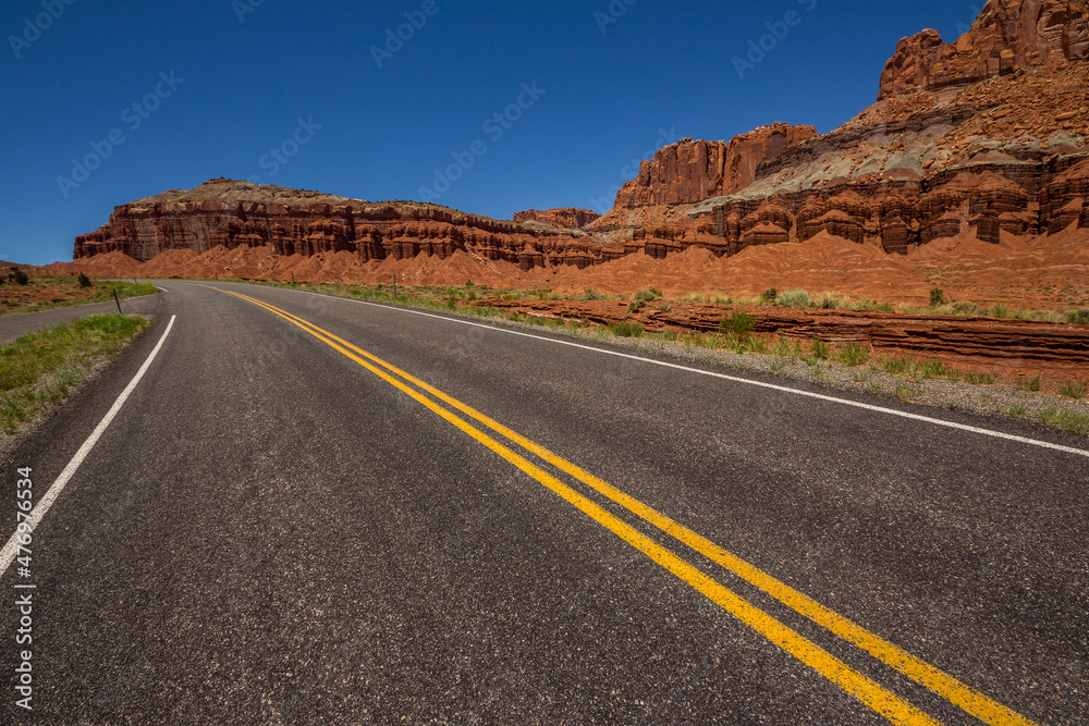 A road through Capitol Reef National Park A road through Capitol Reef National Park