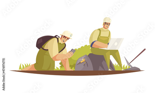 Geologists With Stones Composition