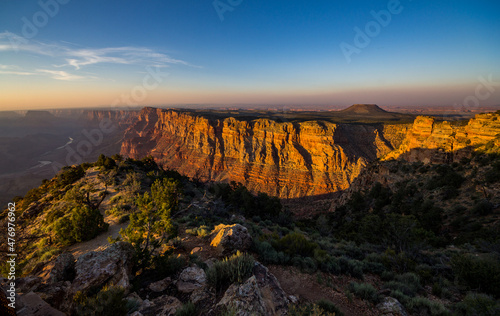 Grand Canyon in hazy evening light in summer