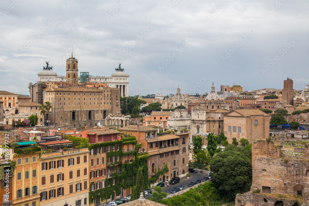Aerial panoramic cityscape of Rome, Italy