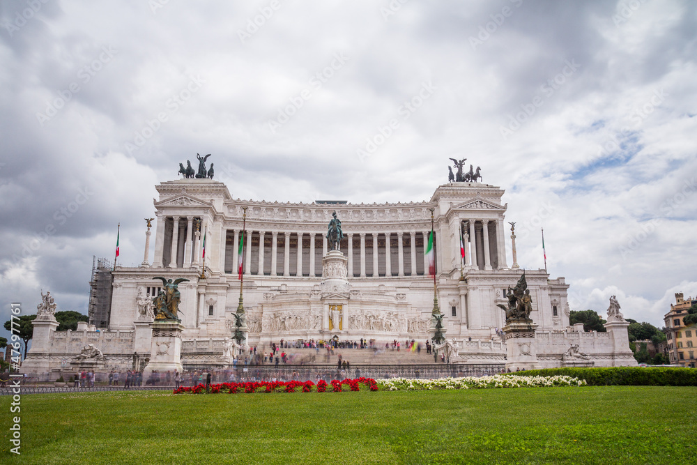 Long exposure of Vittoriano building on the Piazza Venezia in Rome, Italy