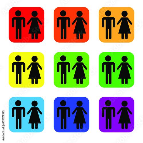 Man and woman icon isolated in white background. Male female sign. Flat vector icons. 