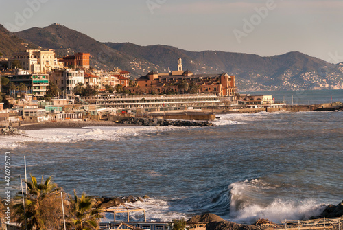 Fototapeta Naklejka Na Ścianę i Meble -  seascape on the coast of Boccadasse in Genoa in Liguria