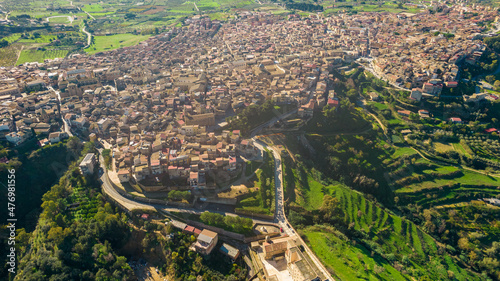 Aerial View of Mazzarino, Caltanissetta, Sicily, Italy, Europe