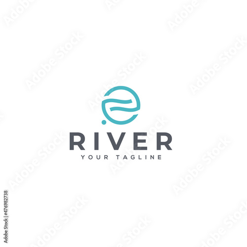 Modern flat simple design River water logo design