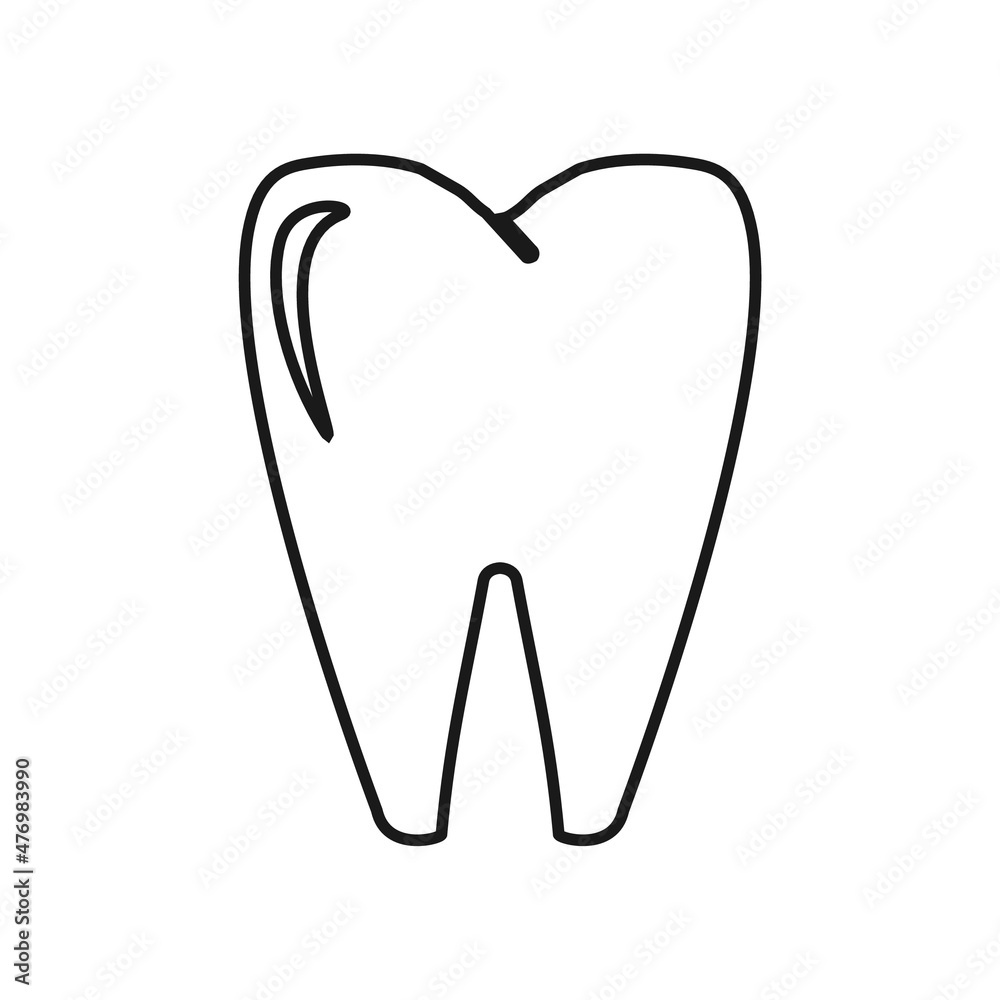 Tooth thin icon vector illustration on white background Tooth thin icon vector illustration on white background