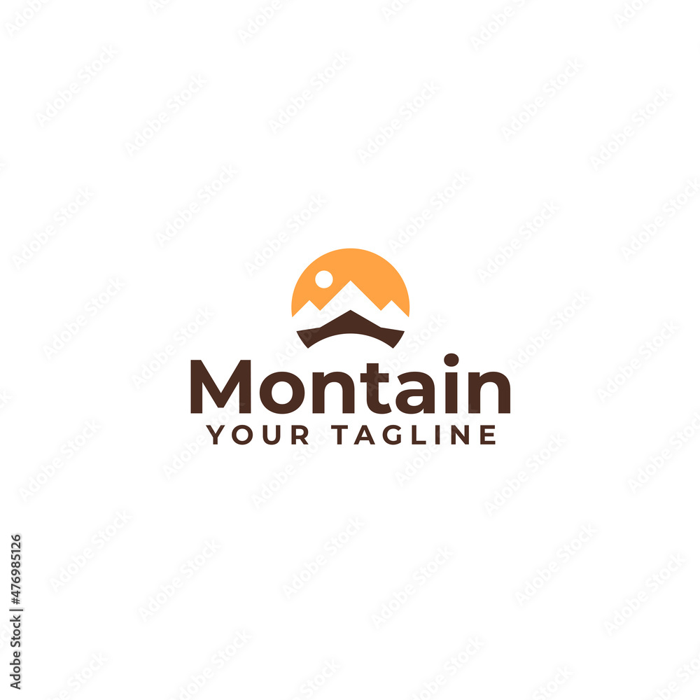 Modern Mountain Sunrise Nature Outdoor Logo design