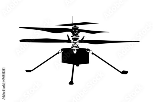 Obraz na płótnie Mars helicopter Ingenuity logo in black and white colors. First helicopter on mars concept. Vector illustration. w salonie