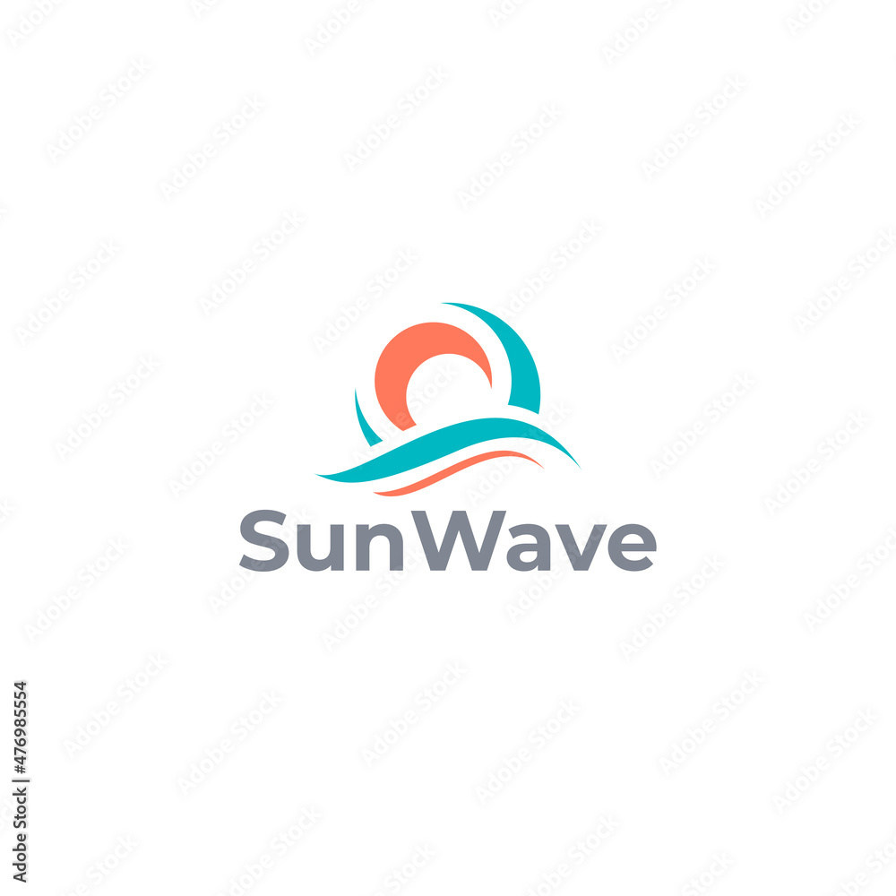 Modern design flat colorful Sun Wave logo design