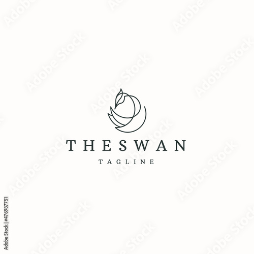 Swan line style logo icon design template flat vector