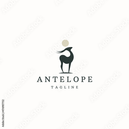 Antelope animal logo icon design template flat vector illustration