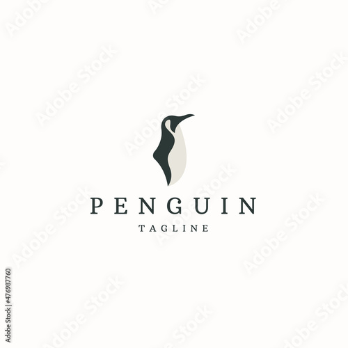 Penguin animal logo icon design template flat vector illustration