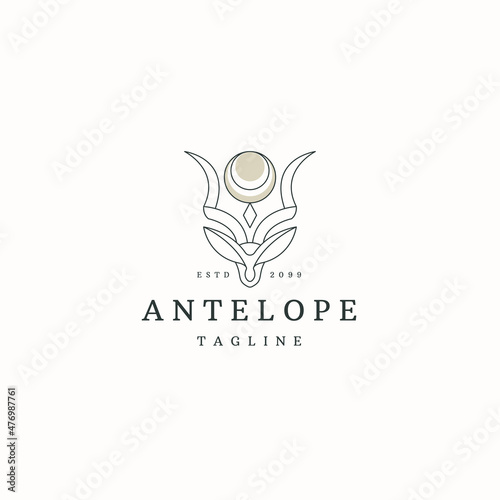 Antelope animal logo icon design template flat vector illustration