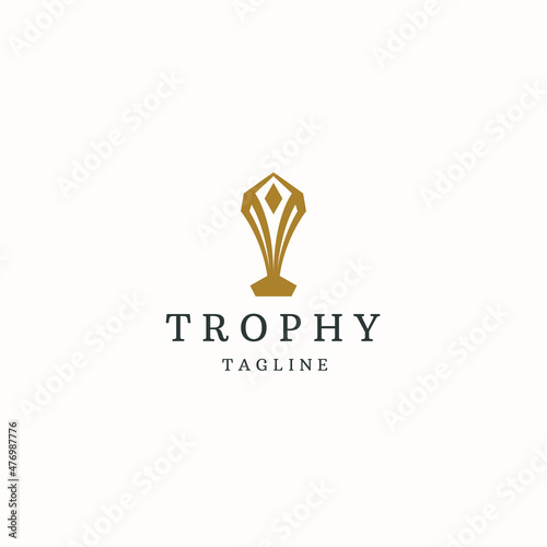 Trophy logo icon design template flat vector illustration