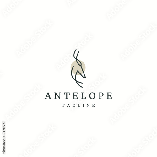 Antelope animal logo icon design template flat vector illustration