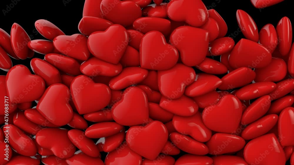 Hearts falling and filling up the screen - 3d render with alpha channel. Hearts falling and filling up the screen - 3d render with alpha channel.