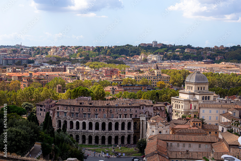 aerial view of old city of Rome Italy, cityscape of Rome.