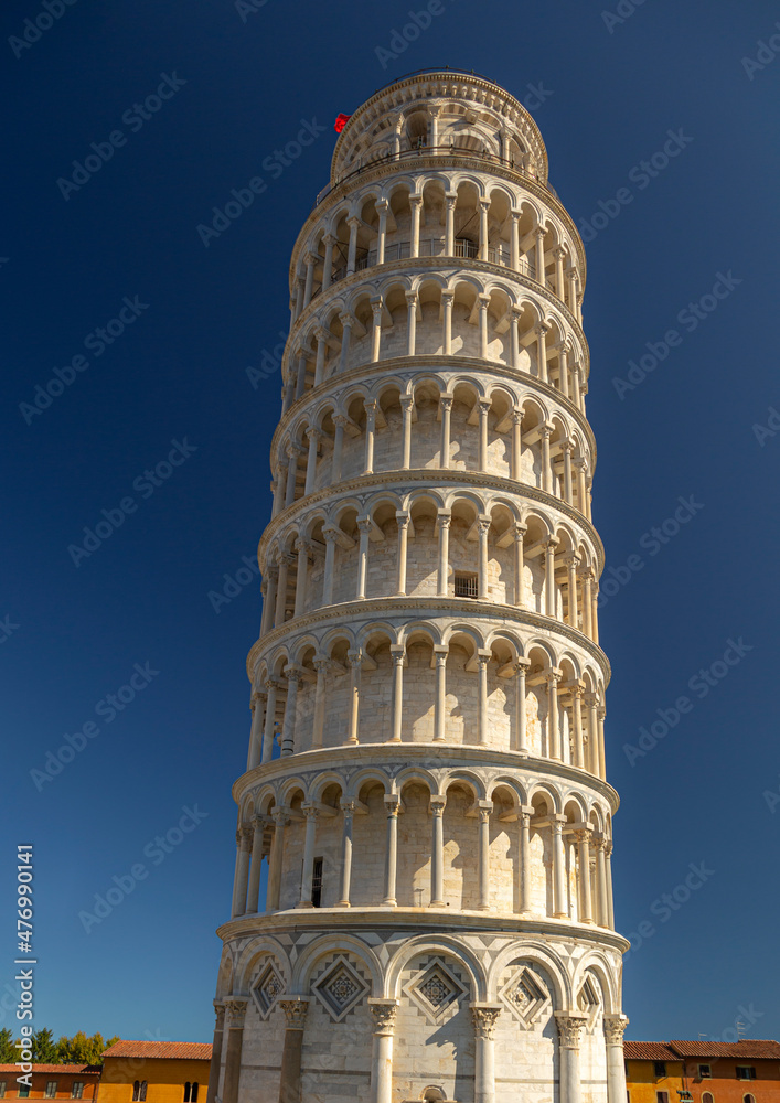 leaning tower of Pisa , beautiful landscape with old historical buildings in Italy 