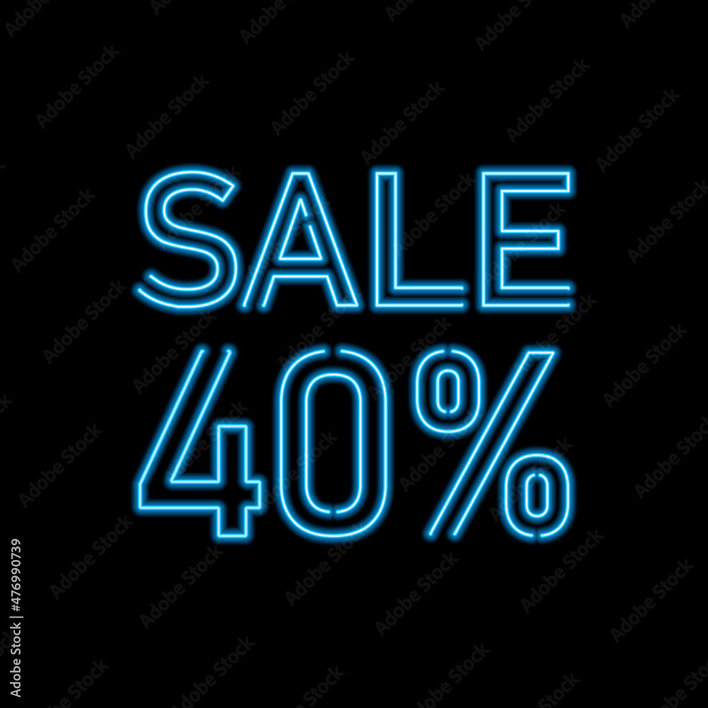 40 percent SALE glowing neon lamp sign. Vector illustration. 40 percent SALE glowing neon lamp sign. Vector illustration.