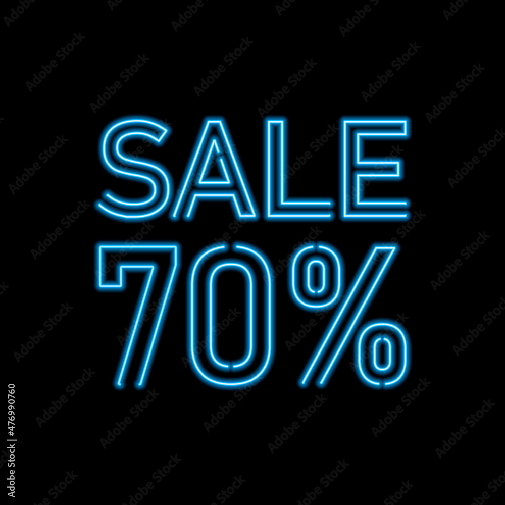70 percent SALE glowing neon lamp sign. Vector illustration. 70 percent SALE glowing neon lamp sign. Vector illustration.