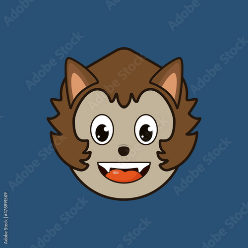 Werewolf Round Cute Halloween Monster Faces