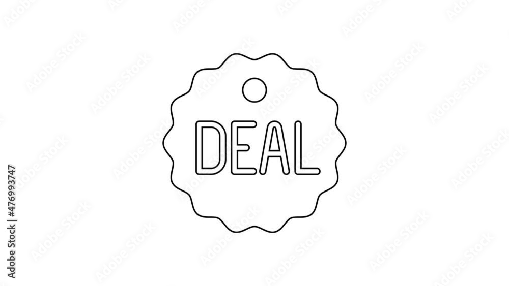 Black line Deal icon isolated on white background. 4K Video motion graphic animation Black line Deal icon isolated on white background. 4K Video motion graphic animation