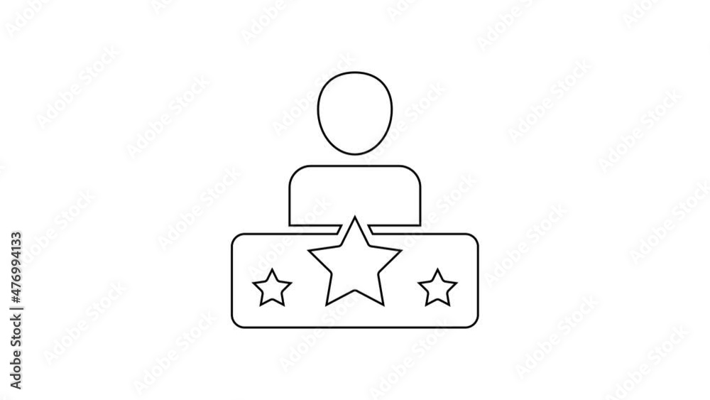 Black line Actor star icon isolated on white background. 4K Video motion graphic animation Black line Actor star icon isolated on white background. 4K Video motion graphic animation