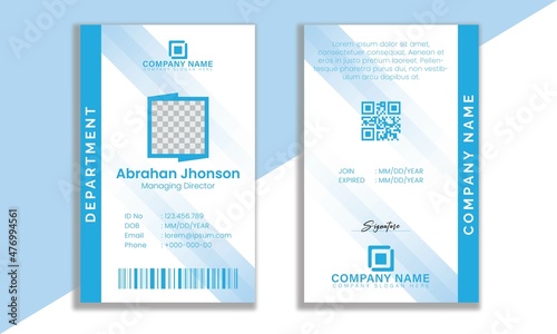 Light blue and white abstract shapes professional creative modern id card design template