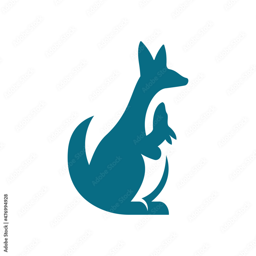 Naklejka premium logo design for kangaroos and their children. illustration baby care kangaroo logo design template. animal icon inspiration