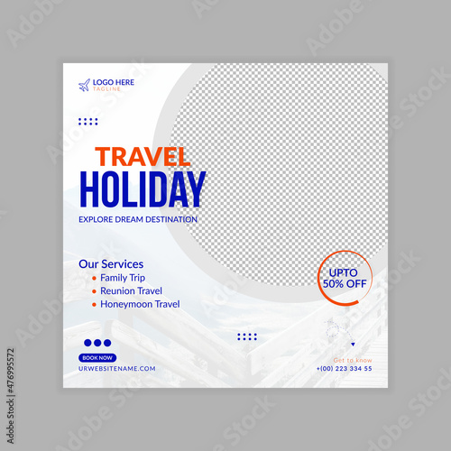 Travel holiday instagram post and social media post template