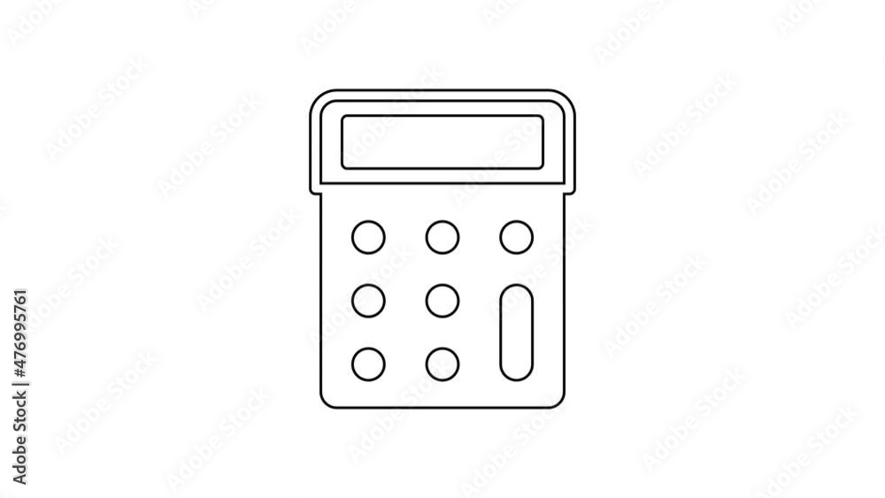 Black line Calculator icon isolated on white background. Accounting symbol. Business calculations mathematics education and finance. 4K Video motion graphic animation Black line Calculator icon isolated on white background. Accounting symbol. Business calculations mathematics education and finance. 4K Video motion graphic animation