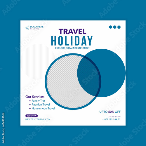 Travel holiday instagram post and social media post template