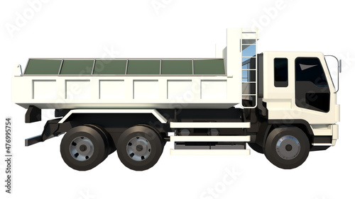 Cargo Truck 1- Lateral view white background 3D Rendering Ilustracion 3D 