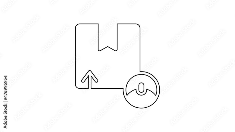 Black line Carton cardboard box icon isolated on white background. Box, package, parcel sign. Delivery and packaging. 4K Video motion graphic animation Black line Carton cardboard box icon isolated on white background. Box, package, parcel sign. Delivery and packaging. 4K Video motion graphic animation