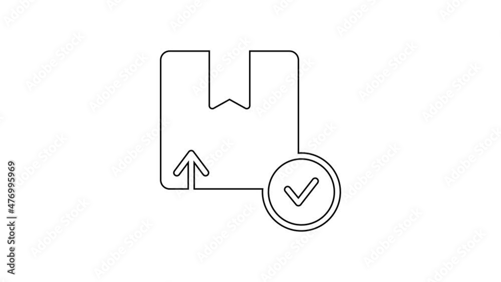 Black line Carton cardboard box icon isolated on white background. Box, package, parcel sign. Delivery and packaging. 4K Video motion graphic animation Black line Carton cardboard box icon isolated on white background. Box, package, parcel sign. Delivery and packaging. 4K Video motion graphic animation