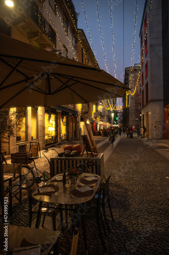 Milan Alley Restaurant Christmas Lights Fairy Festive Brera Sunset photo
