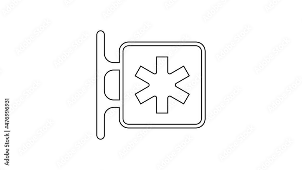Black line Medical symbol of the Emergency - Star of Life icon isolated on white background. 4K Video motion graphic animation Black line Medical symbol of the Emergency - Star of Life icon isolated on white background. 4K Video motion graphic animation