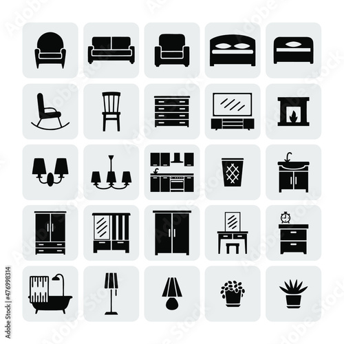 Home Furniture and Interior icons set