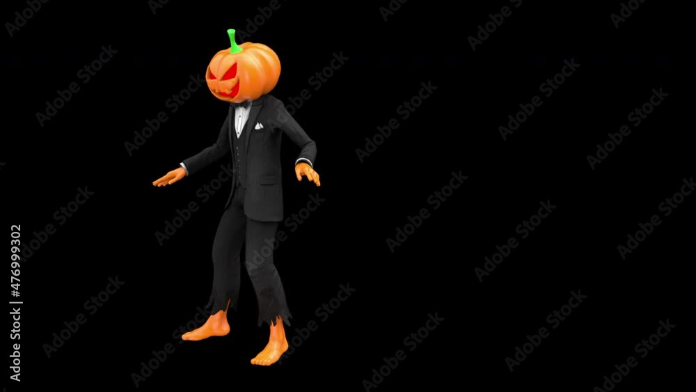 Jack-o-lantern dancing - 3d render looped with alpha channel. Jack-o-lantern dancing - 3d render looped with alpha channel.