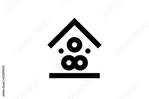 Abstract geometric logotype icon yoga person balance and home