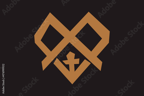 Christian cross icon in the heart inside