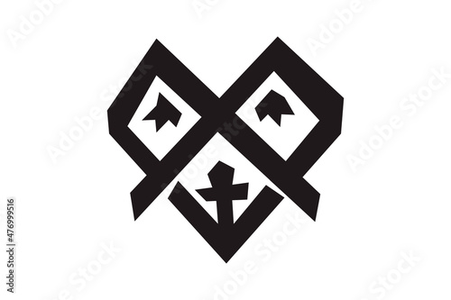Christian cross icon in the heart inside