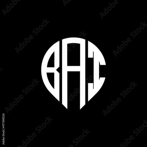 BAI letter logo design on black background. 
BAI circle letter logo design with ellipse shape.
BAI creative initials letter logo concept.BAI logo vector.  