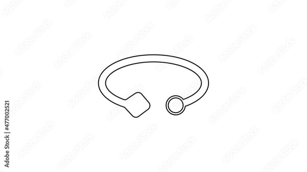 Black line Bracelet jewelry icon isolated on white background. Bangle sign. 4K Video motion graphic animation Black line Bracelet jewelry icon isolated on white background. Bangle sign. 4K Video motion graphic animation